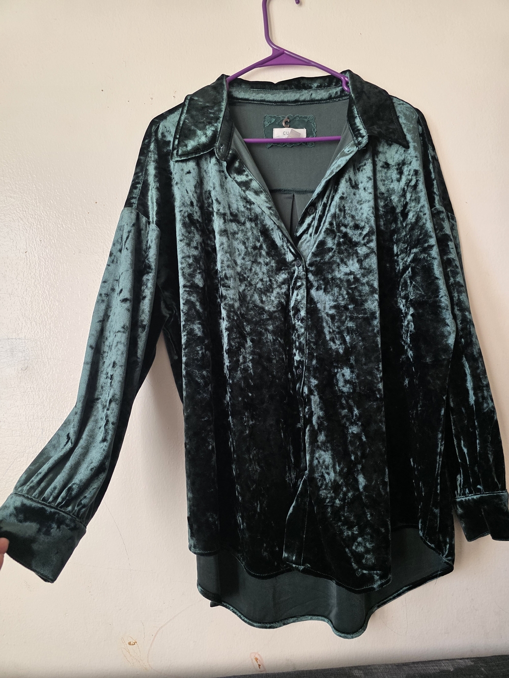 Cupio Emerald Velvet Button-Down Shirt